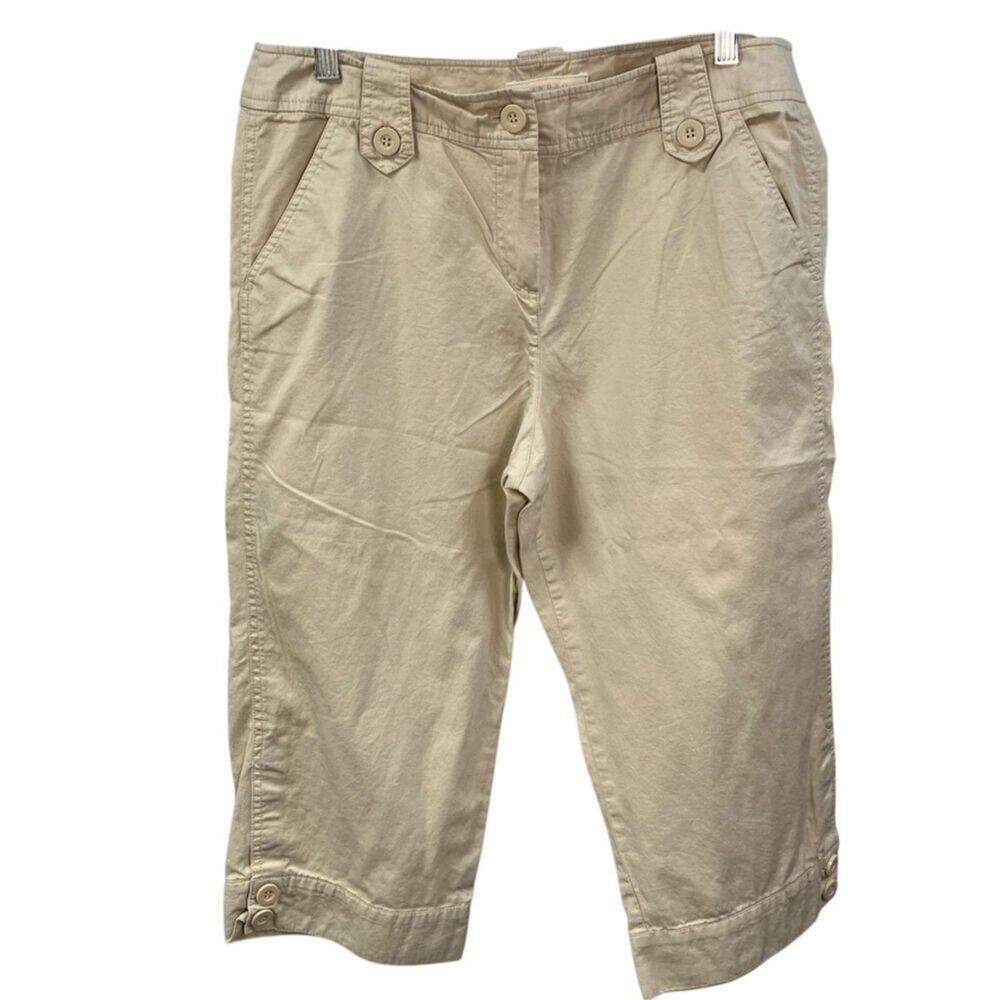 Sandro Womens‎ 12 Tan Capri Cargo Shorts Cotton Summer Beach Vacation Designer